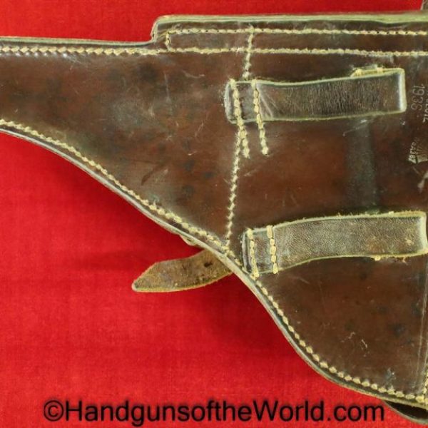 Luger, P.08, Holster, German, WWII, Dated, 1936, Black, leather, hard shell, FR & K Voegels-Koln-Deutz, Original, Collectible, WW2, Germany, P08, P 08, P-08