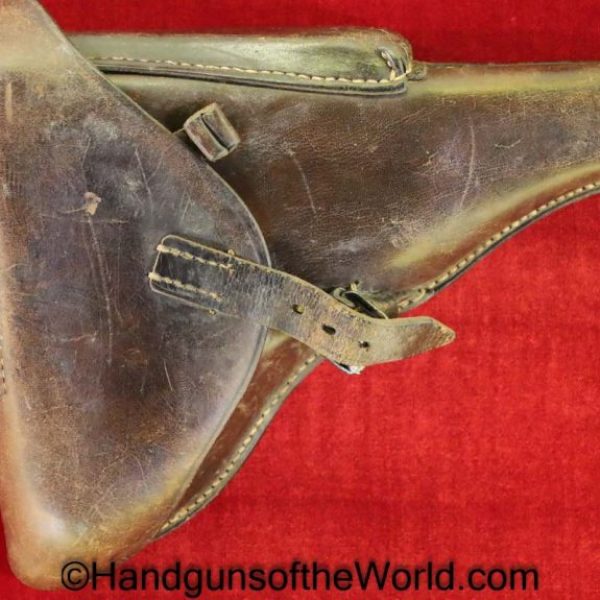 Luger, P.08, Holster, German, WWII, Dated, 1939, Brown, leather, hard shell, R. Ehrhardt Poessneck, Original, Collectible, WW2, Germany, P08, P 08, P-08