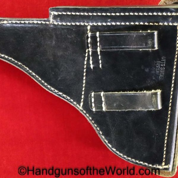 Luger, P.08, Holster, Police, Dated, 1941, Mint, black, leather, hard shell, pattern, otto Sindel-Berlin, eagle B, E/B, Original, Collectible, WWII, WW2