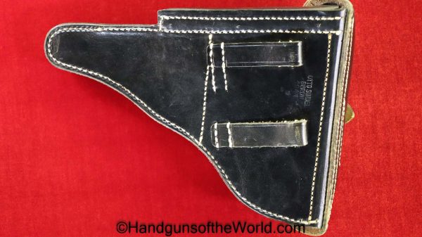Luger, P.08, Holster, Police, Dated, 1941, Mint, black, leather, hard shell, pattern, otto Sindel-Berlin, eagle B, E/B, Original, Collectible, WWII, WW2
