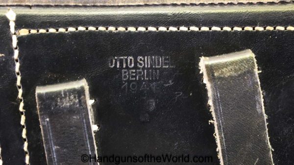 Luger, P.08, Holster, Police, Dated, 1941, Mint, black, leather, hard shell, pattern, otto Sindel-Berlin, eagle B, E/B, Original, Collectible, WWII, WW2