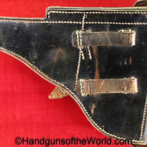 Luger, P.08, Holster, German, WWII, Dated, 1939, Black, leather, hard shell, G. Passler & Sohn, WaA750, Original, Collectible, WW2, Germany, P08, P 08, P-08