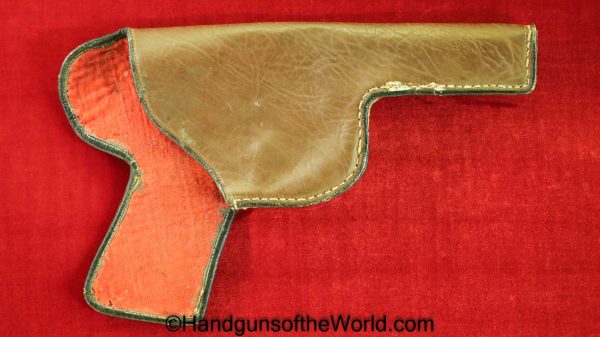 Nambu, Type 14, Holster, Brown, leather, red fabric lining, Unmarked, Commercial pattern, Commercial Original, Collectible, Handgun, Pistol, Hand gun