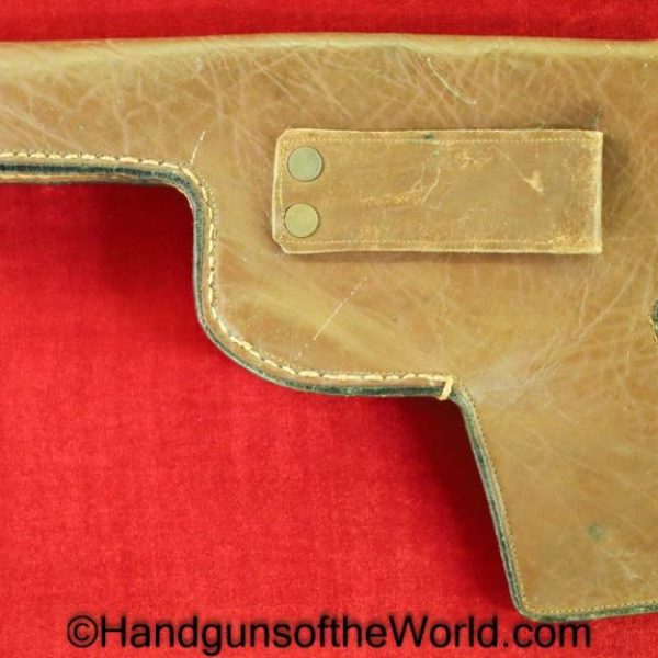 Nambu, Type 14, Holster, Brown, leather, red fabric lining, Unmarked, Commercial pattern, Commercial Original, Collectible, Handgun, Pistol, Hand gun