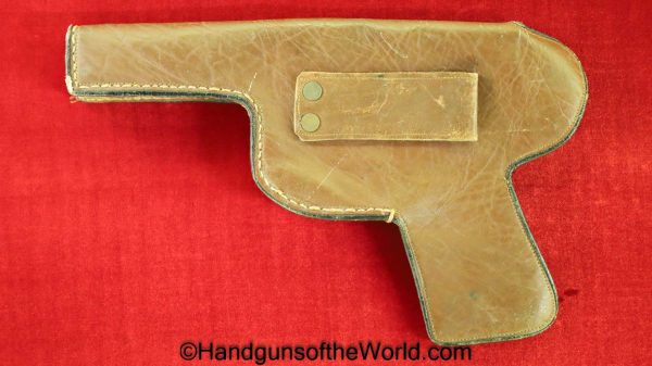 Nambu, Type 14, Holster, Brown, leather, red fabric lining, Unmarked, Commercial pattern, Commercial Original, Collectible, Handgun, Pistol, Hand gun