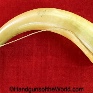 Powder, Horn, Brass, Engraved, End Cap, Original, Collectible, English, British, England, Britain, Old, Vintage, Real, Blackpowder, Black powder, BP