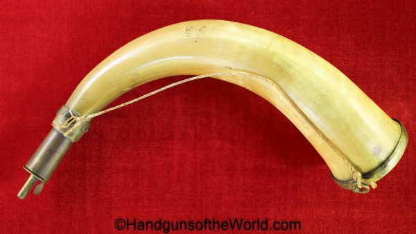 Powder, Horn, Brass, Engraved, End Cap, Original, Collectible, English, British, England, Britain, Old, Vintage, Real, Blackpowder, Black powder, BP