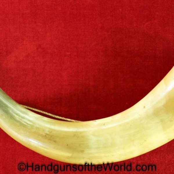 Powder, Horn, Brass, Engraved, End Cap, Original, Collectible, English, British, England, Britain, Old, Vintage, Real, Blackpowder, Black powder, BP