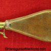 Powder Flask, Vintage, smooth, brown, leather, unmarked, brass measure, Brass, Measure, Powder, Flask, Original, Collectible, Period, Old, Real