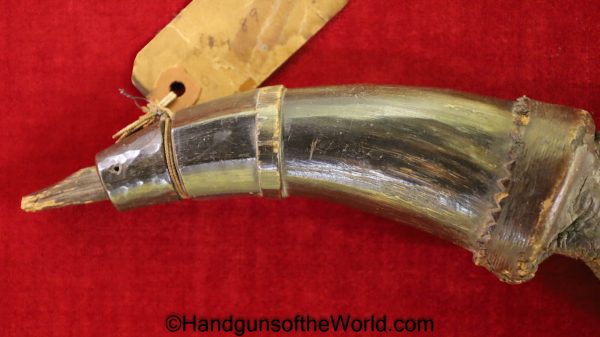 Period, Powder Horn, carved, steer, horn, Moccasin extension bag, Moccasin, Bag, Original, Collectible, Powder, Horn, Old, Vintage, Real, Extension
