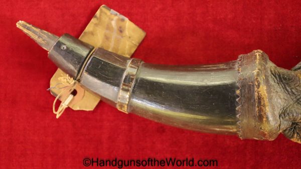 Period, Powder Horn, carved, steer, horn, Moccasin extension bag, Moccasin, Bag, Original, Collectible, Powder, Horn, Old, Vintage, Real, Extension