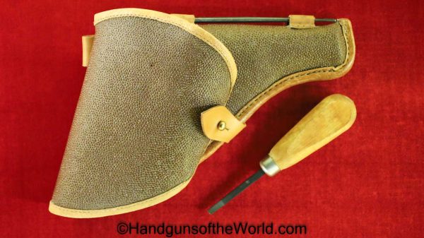 Russian, 1895, Nagant, Revolver, Holster, Brown, Pebble grain, leather fittings, Ink stamps, dated, 1988, with screwdriver, with cleaning rod, Original