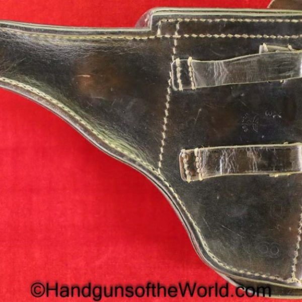 Walther, P-38, Holster, German, Dated, 1943, Black, leather, hard shell, CXB 43, WaA195,  Germany, WWII, WW2, Original, Collectible, P38, P.38, P 38, cxb, 43