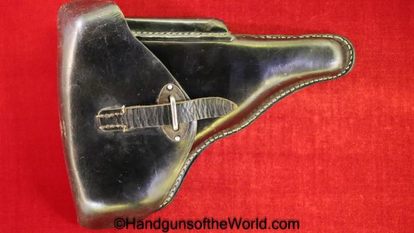Walther, P-38, Holster, German, Dated, 1942, Black, leather, hard shell, DKK 42, WaA, Germany, WWII, WW2, Original, Collectible, P38, P.38, P 38, dkk, 42