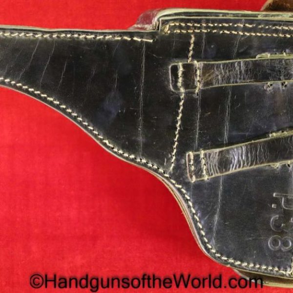 Walther, P-38, Holster, German, Dated, 1942, Black, leather, hard shell, DKK 42, WaA, Germany, WWII, WW2, Original, Collectible, P38, P.38, P 38, dkk, 42