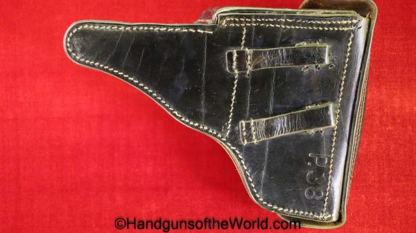 Walther, P-38, Holster, German, Dated, 1942, Black, leather, hard shell, DKK 42, WaA, Germany, WWII, WW2, Original, Collectible, P38, P.38, P 38, dkk, 42