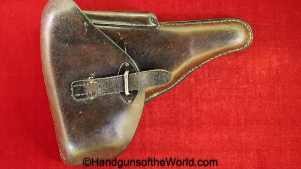 Walther, P-38, Holster, German, Brown, leather, hard shell, Akah Oakleaf 9, WaA, Germany, WWII, WW2, Original, Collectible, P38, P.38, P 38, Handgun, Pistol