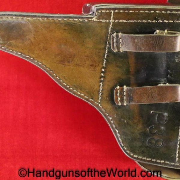 Walther, P-38, Holster, German, Dated, 1943, Black, leather, hard shell,  JLN, 43, WaA, Germany, WWII, WW2, Original, Collectible, P38, P.38, P 38