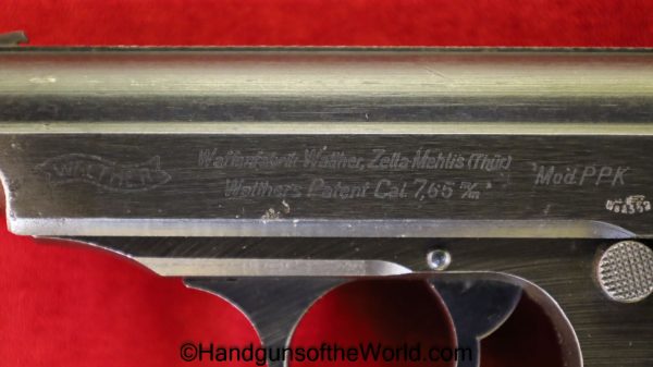 Walther, PPk, 7.65mm, German, WWII, Late-War, WW2, Germany, Handgun, Pistol, C&R, Collectible, Pocket, 7.65, 32, .32, acp, auto, Late War, Military, WaA359