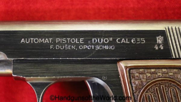 CZ, Duo, 6.35mm, Dated, 1944, Full Rig, Outstanding, Czech, Czechoslovakia, Handgun, Pistol, C&R, Collectible, WWII, WW2, German, VP, Vest Pocket, .25, 25
