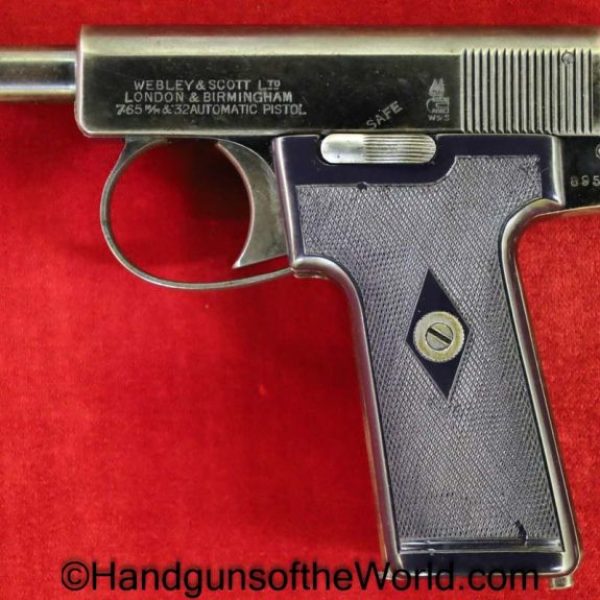 Webley & Scott, 1908, 7.65mm, Webley, Model, British, English, Pocket, Handgun, Pistol, C&R, Collectible, 7.65, 32, .32, acp, auto, Hand gun