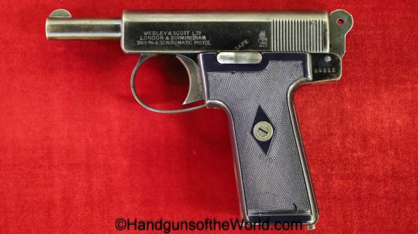 Webley & Scott, 1908, 7.65mm, Webley, Model, British, English, Pocket, Handgun, Pistol, C&R, Collectible, 7.65, 32, .32, acp, auto, Hand gun