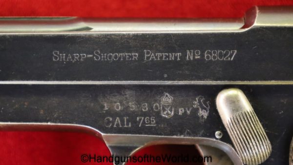 Hijos de Calixto Arrizabalaga, Sharp Shooter, 7.65mm, Spain, Spanish, Handgun, Pistol, C&R, Collectible, Pocket, 7.65, 32, .32, acp, auto, Sharp Sooter