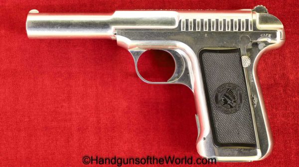 Savage, 1907, .380, Rare, Factory Nickel, Nickel, Handgun, Pistol, C&R, Collectible, 380, acp, auto, Pocket, Hand gun, American, Americana, America, USA