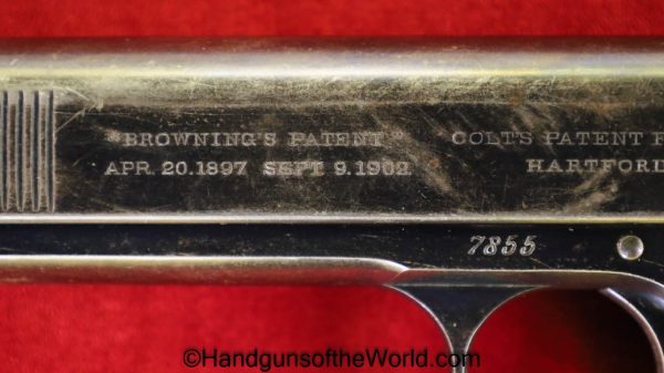 Colt, 1902, Sporting Model, .38, Forward Slide Serrations, 38, acp, auto, Model, Sporting, Handgun, Pistol, C&R, Collectible, Americana, American, America