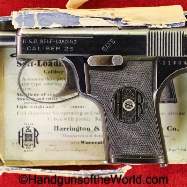 H&R, Self Loading, .25, with Box, Boxed, Self-Loading, Handgun, Pistol, C&R, Collectible, VP, Vest Pocket, 25, acp, auto, 6.35, 6.35mm, Americana, American