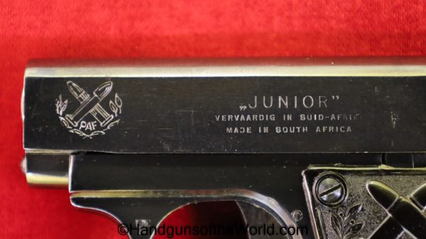 PAF, Junior, 6.35mm, with Box, Boxed, Handgun, Pistol, C&R, Collectible, VP, Vest Pocket, South Africa, South African, 6.35, 25, .25, acp, auto, Hand gun