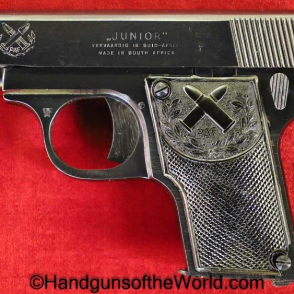 PAF, Junior, 6.35mm, with Box, Boxed, Handgun, Pistol, C&R, Collectible, VP, Vest Pocket, South Africa, South African, 6.35, 25, .25, acp, auto, Hand gun