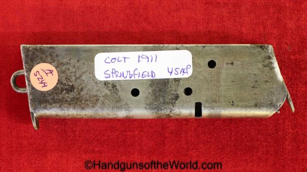 Colt, Springfield, 1911, .45acp, Magazine, WWI, Era, WW1, Mag, Clip, Original, Collectible, 45, .45, acp, auto, Lanyard Loop, Handgun, Pistol, Hand gun