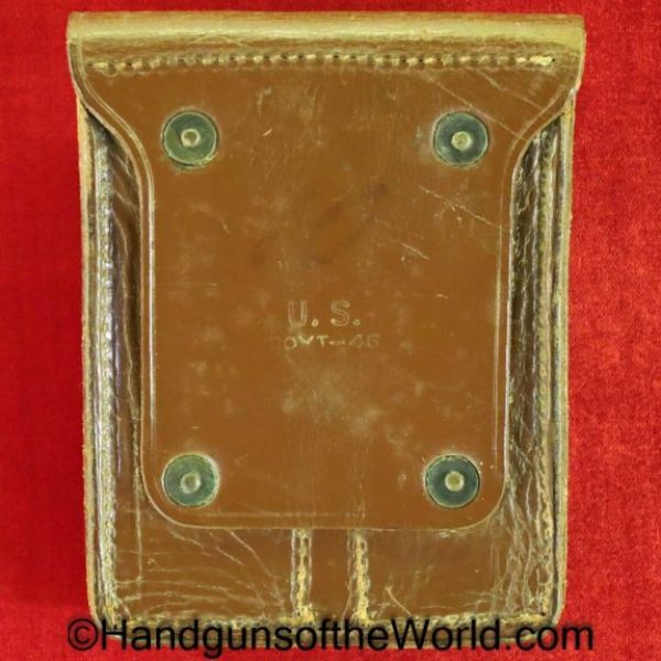 Colt, 1911A1, Leather, Double Magazine Pouch, Government, General Officers, Model, Double, Magazine, Pouch, Brown, leather, US, Boyt 46, Boyt, 46, 1946