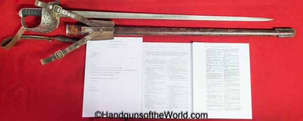 Wilkinson, Engineers, Sword, with Provenance, Hubert Lyle Bingay, Original, Collectible English, British, 1899, Bingay, England, Britain, UK, United Kingdom