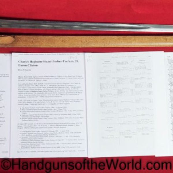 Wilkinson, Scots Guard, Officers Sword, with Provenance, Sword, Original, Collectible, British, English, 1885, Lt Colonel, Henry Walther Trefusis, Trefusis