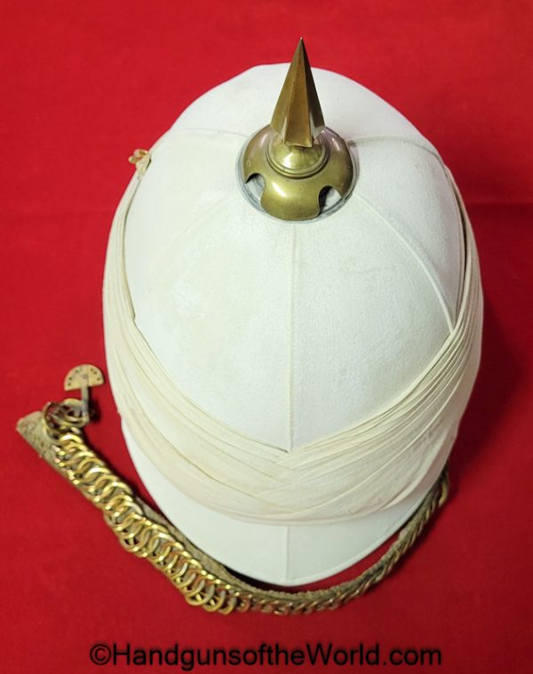 British, Military, Spike, Helmet, Hat, white, canvas, Islamic wrap, Islamic, Muslim, Islam, Original, Collectible, English, Britain, UK, United Kingdom