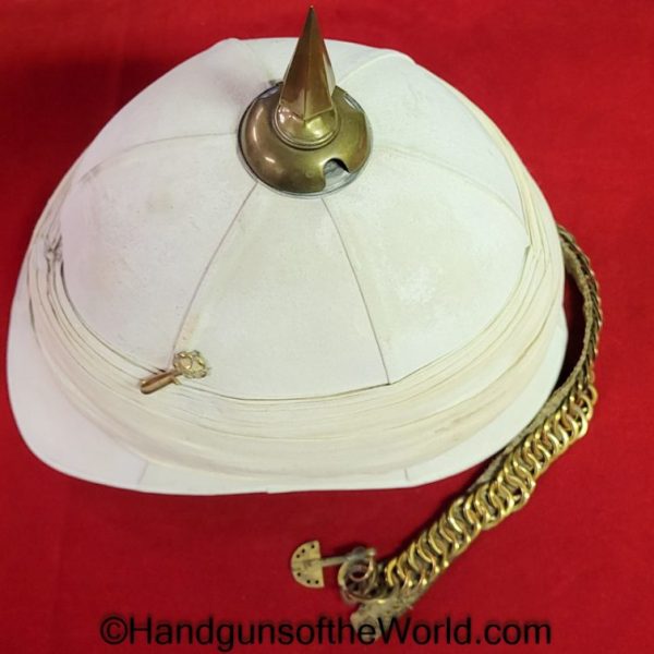 British, Military, Spike, Helmet, Hat, white, canvas, Islamic wrap, Islamic, Muslim, Islam, Original, Collectible, English, Britain, UK, United Kingdom