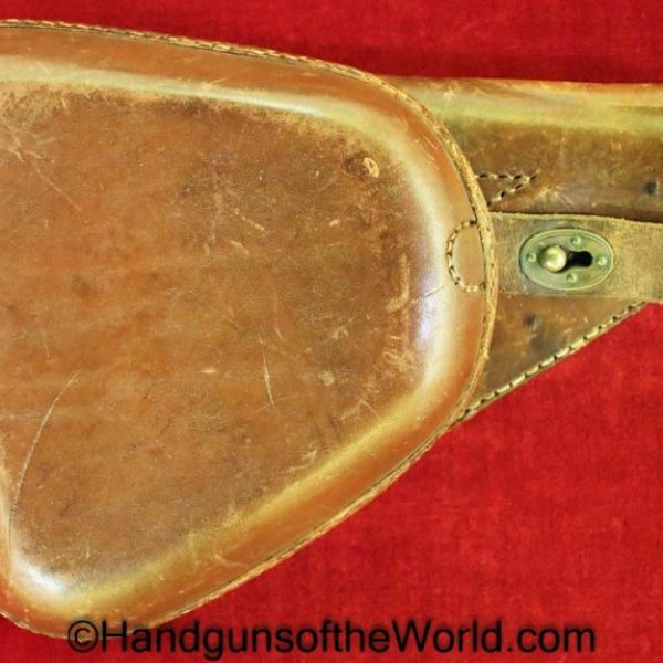 Nambu, Type 14, Holster, Brown, leather, clamshell, with brass fittings, Brass, Original, Collectible, Japan, Japanese, WWII, WW2, Type, 14, Handgun, Pistol