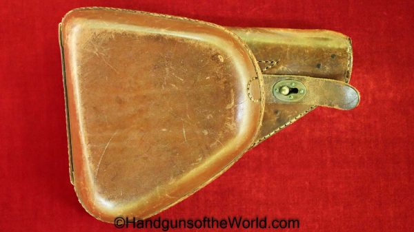Nambu, Type 14, Holster, Brown, leather, clamshell, with brass fittings, Brass, Original, Collectible, Japan, Japanese, WWII, WW2, Type, 14, Handgun, Pistol