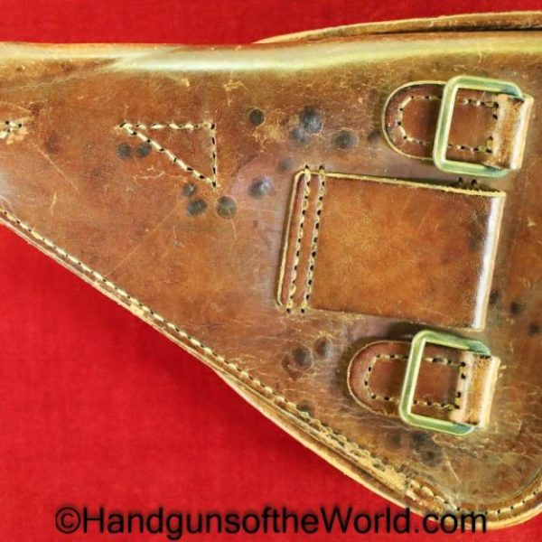 Nambu, Type 14, Holster, Brown, leather, clamshell, with brass fittings, Brass, Original, Collectible, Japan, Japanese, WWII, WW2, Type, 14, Handgun, Pistol