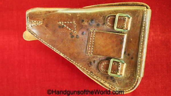 Nambu, Type 14, Holster, Brown, leather, clamshell, with brass fittings, Brass, Original, Collectible, Japan, Japanese, WWII, WW2, Type, 14, Handgun, Pistol