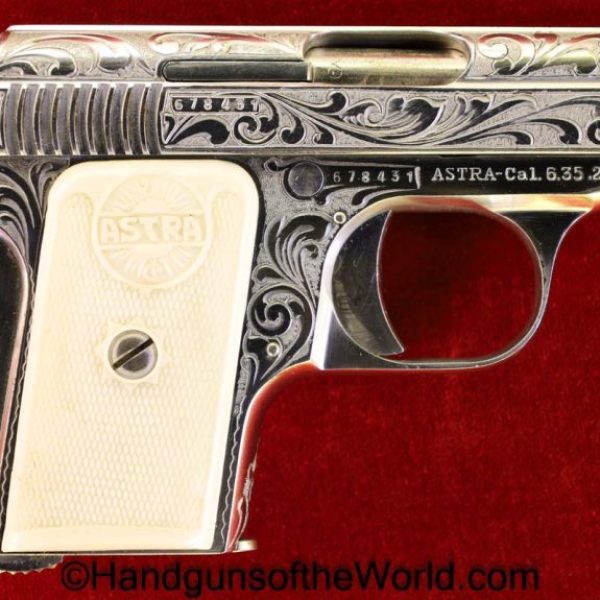 Astra, 200, 6.35mm, Factory Engraved, with Nickel Finish, 1951, Handgun, Pistol, C&R, Collectible, VP, Vest Pocket, Spain, Spanish, Nickel, Factory, Engraved