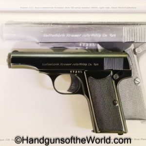 Kommer, Model IV, 7.65mm, German, Eagle N, Proofed, with Provenance, E/N, Eagle/N, Germany, Handgun, Pistol, C&R, Collectible, 4, IV, Model, 32, .32, acp