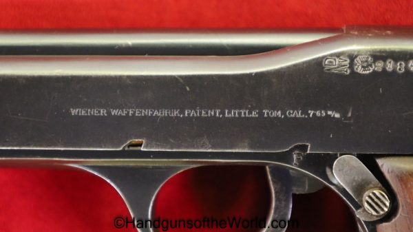 Weiner Waffenfabrik, Little Tom, 7.65mm, Early, Double Action, Austria, Austrian, Handgun, Pistol, C&R, Collectible, Pocket, Wiener Waffenfabrik, 32, .32