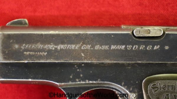 Albin Wahl, SternPistole, 6.35mm, 1st, Model, First, Stern Pistole, German, Germany, Handgun, Pistol, C&R, Collectible, VP, Vest Pocket, 25, .25, 6.35, acp