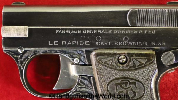 Fabrique Generale D'Armes a Feu, Le Rapid, 6.35mm, Belgian, Belgium, 6.35, 25, .25, acp, auto, LeRapid, VP, Vest Pocket, Handgun, Pistol, C&R, Collectible
