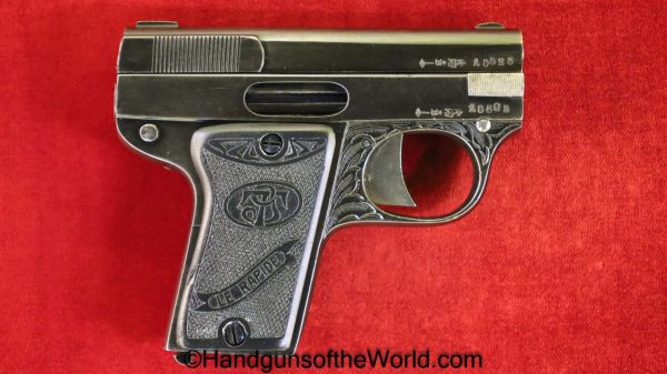 Fabrique Generale D'Armes a Feu, Le Rapid, 6.35mm, Belgian, Belgium, 6.35, 25, .25, acp, auto, LeRapid, VP, Vest Pocket, Handgun, Pistol, C&R, Collectible