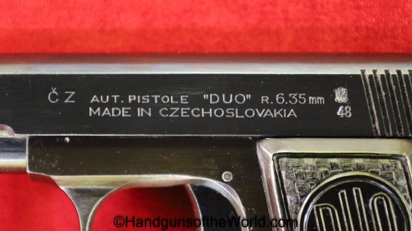 CZ, Duo, 6.35mm, Dated, 1948, Czech, Czechoslovakia, Handgun, Pistol, C&R, Collectible, VP, Vest Pocket, 6.35, 25, .25, acp, auto, Hand gun