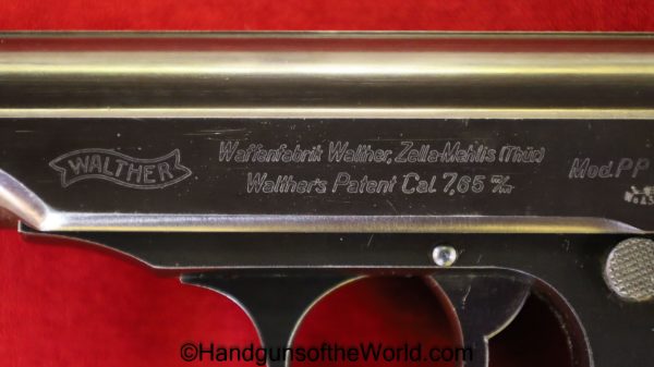 Walther, PP, 7.65mm, Luftwaffe, Contract, 2 Matching Magazines, Holster, 2 Matching Mags, Handgun, Pistol, C&R, Collectible, German, Germany, WWII, WW2